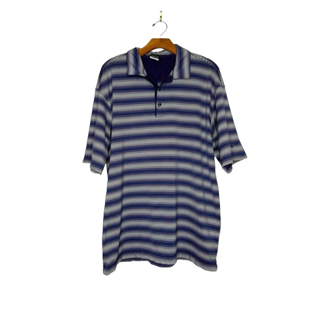Nike Polo Shirt Mens Sz Large Multicolor Striped Dri Fit Golf Collared Pullover